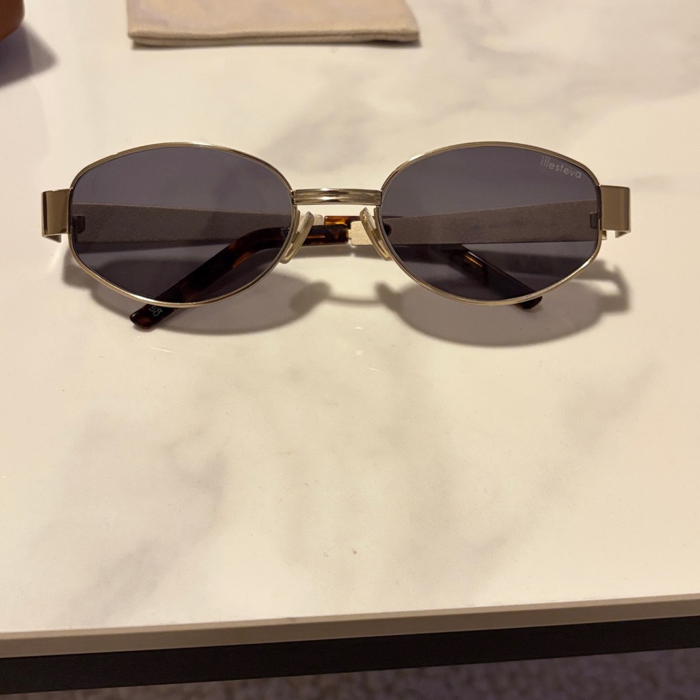 Illesteva Gold Frame Sunglasses with Dark Gray Lenses